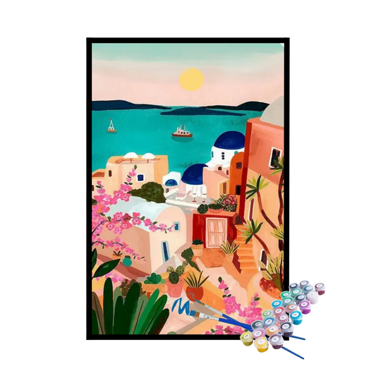 Kit de Pintura Numerada - Santorini Sunrise