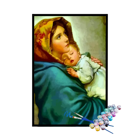Kit de Pintura Numerada - Virgem Maria e Menino Jesus
